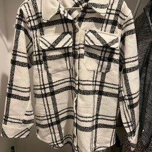 NWOT Black and White Flannel Shacket